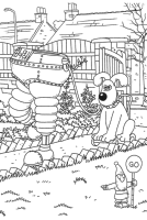A coloring page of wallace and gromit